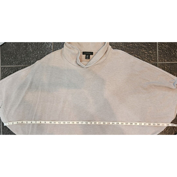 Tahari Womens Sweater Top XL Taupe Cowl Neck Fleece Stretch Batwing Soft Shirt - Picture 7 of 8